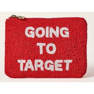 kate spade Red Beaded Zip Pouch with White Lettering